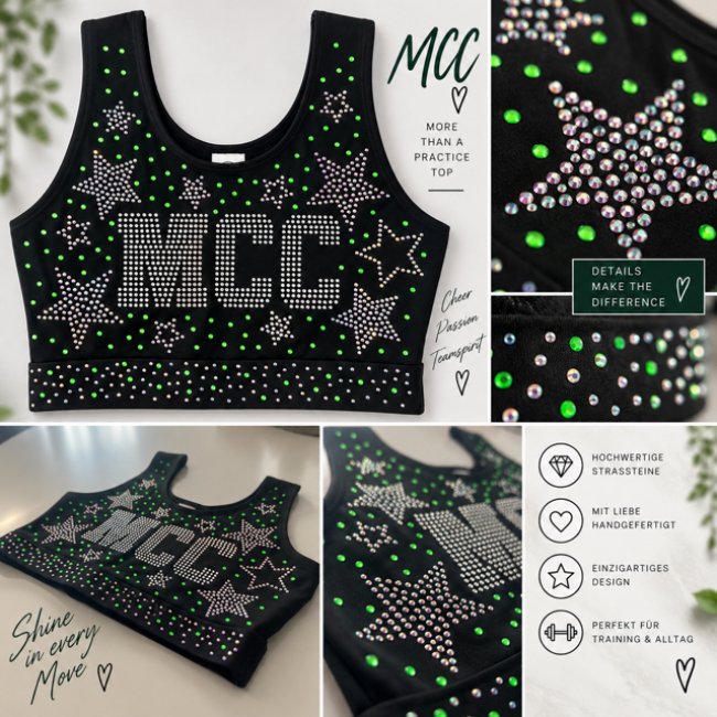 MCC Top Crop Sport Sterne Full Cover - einseitig bedruckt